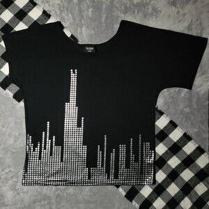 M | Hollywood Era | Metallic Cityscape Duo-Sleeve T-Shirt